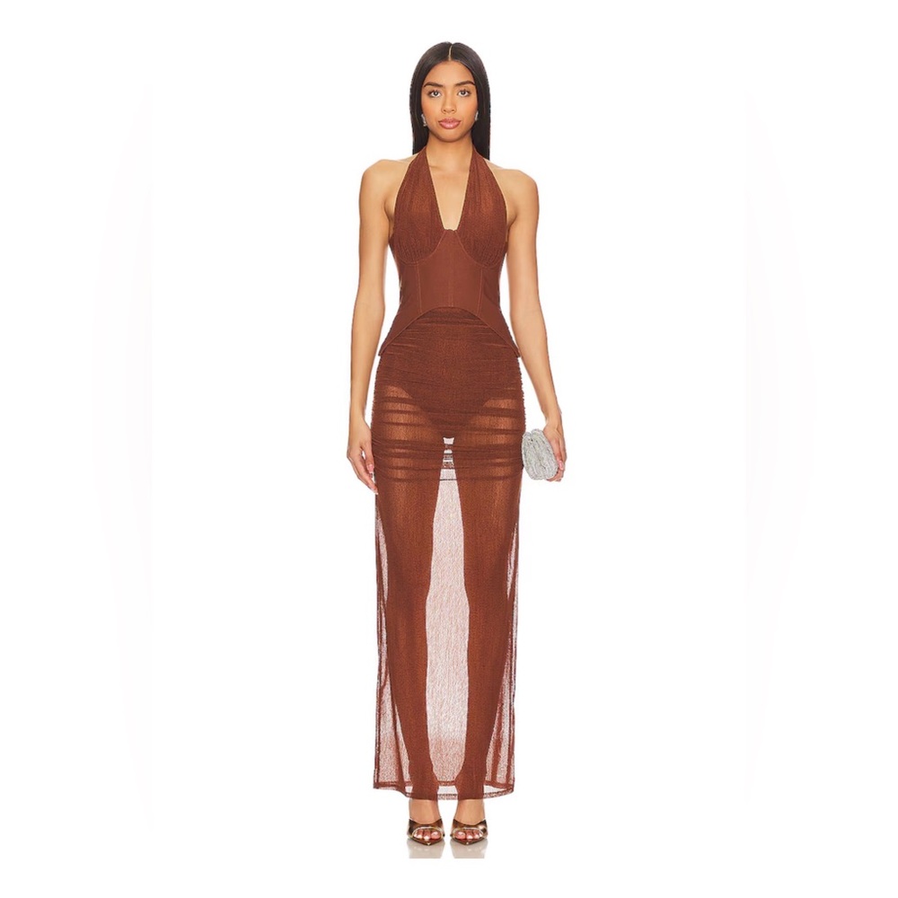 Camila Coelho Revolve Carolina Midi Dress in Brown‎ in Size XS